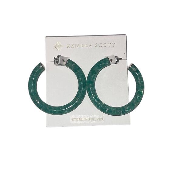 NWT! Kendra Scott Sonnie Sterling Silver & Gemstone Hoop Earrings - Picture 3 of 4